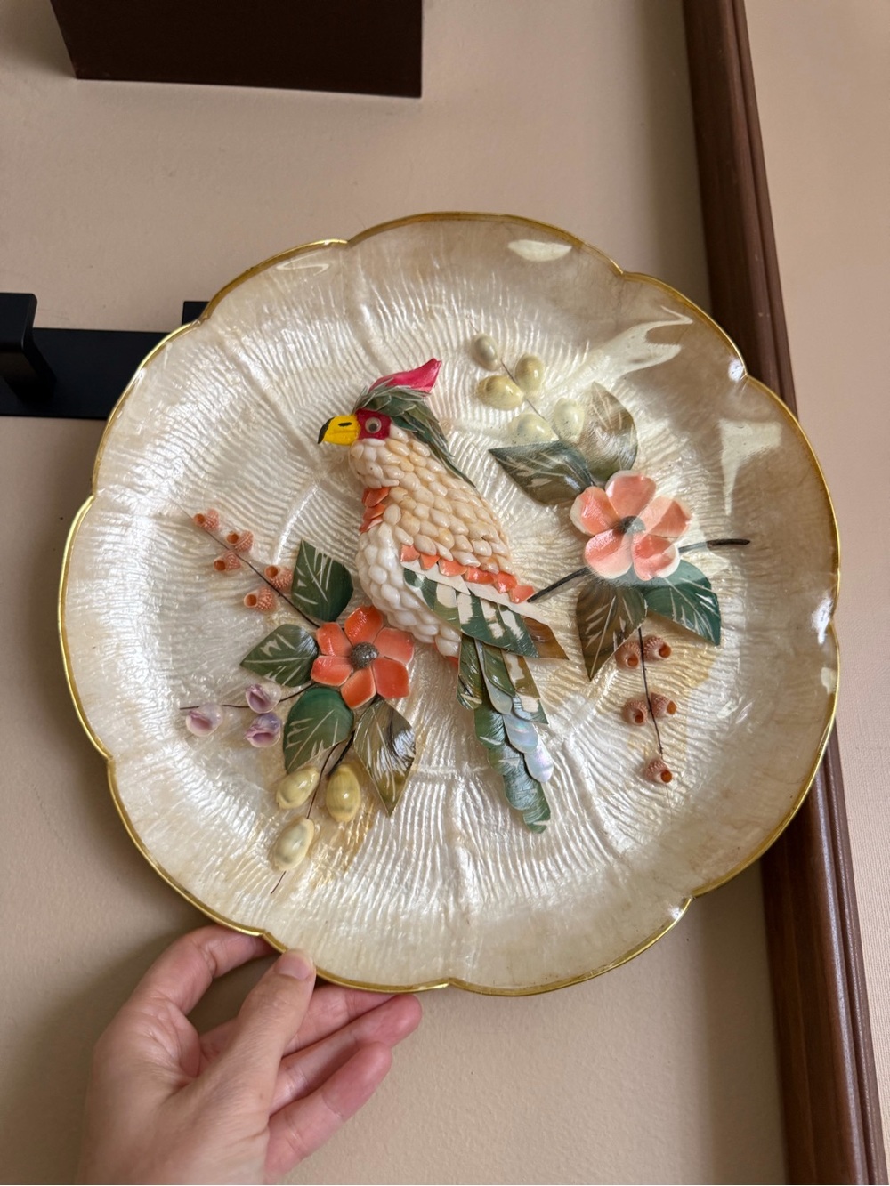 Vintage Textured Bird Floral Wall Plaque – Handmade in Philippines
